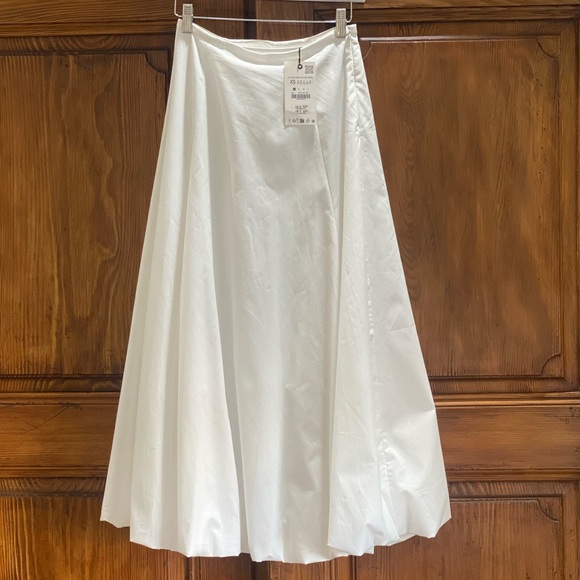 ZARA Collection White Balloon Hem Midi Skirt Size XS NWT! - Picture 6 of 12